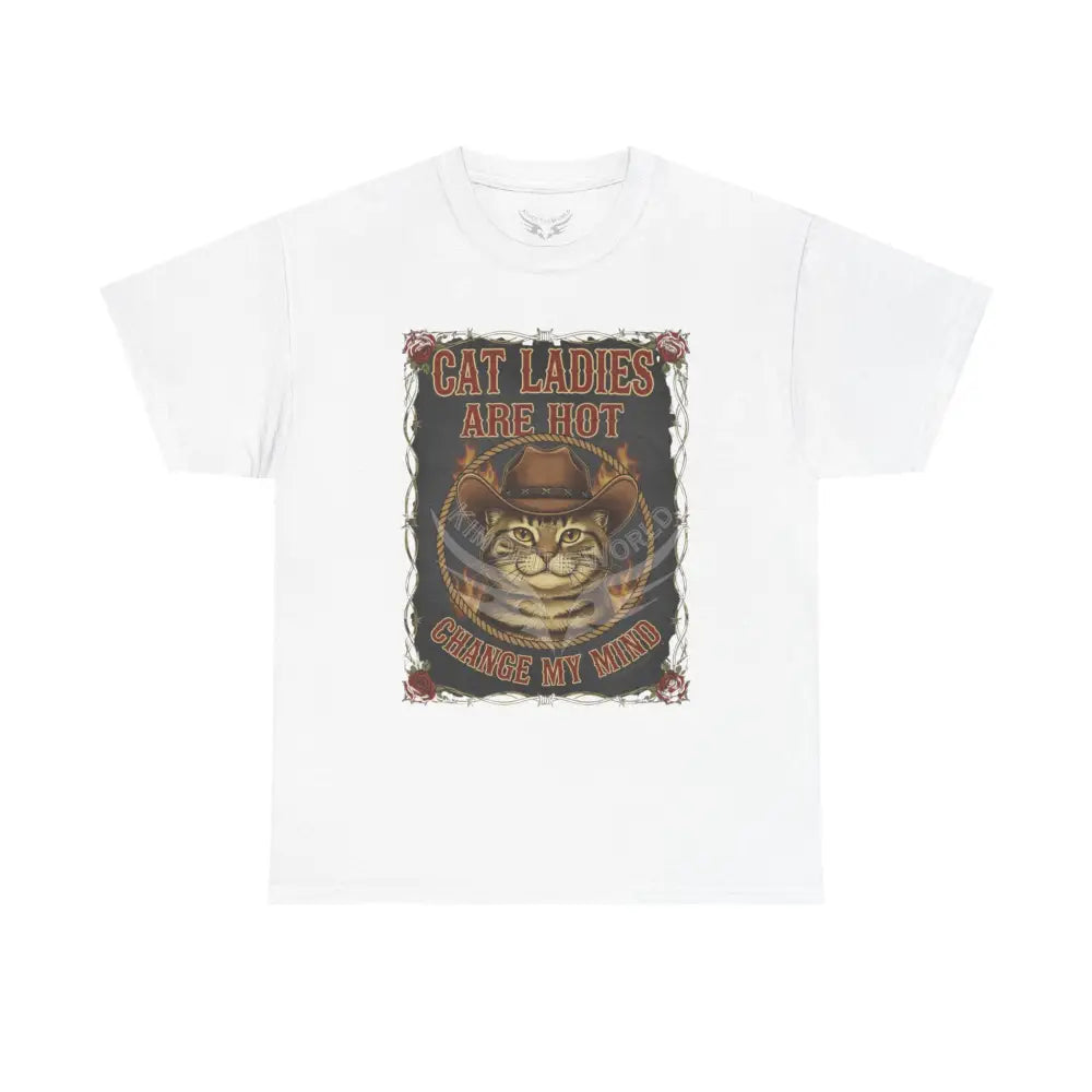 ’Cat Ladies are Hot - Change my Mind’ - Men’s Heavy Cotton Tee White / S T-Shirt
