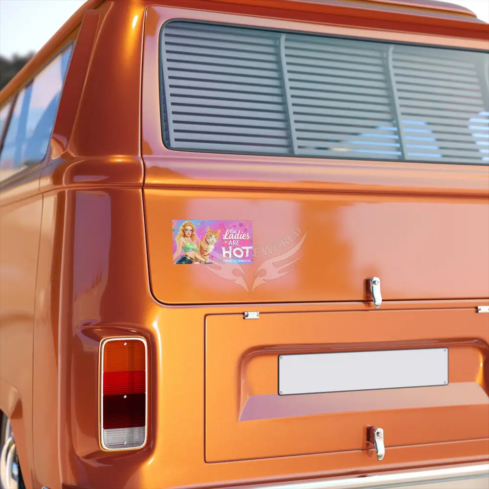 ’Cat Ladies Are Hot - Change the Narrative’ Bumper Sticker — ’Change the Narrative’ Floral Cat-Eared Design 7.5’’ ×