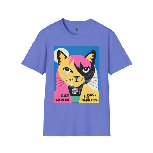 ’Cat Ladies Are Hot - Change the Narrative’ Cat Lady Kitty Parent Tee - Softstyle T-Shirt Heather Royal / XS T-Shirt