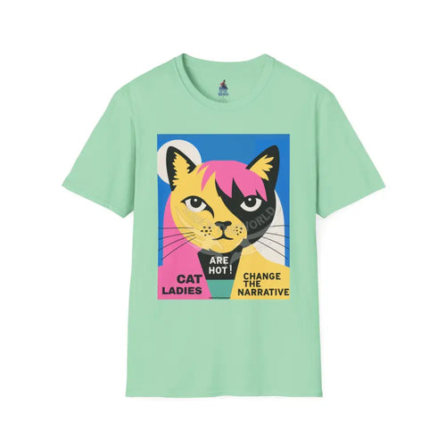 ’Cat Ladies Are Hot - Change the Narrative’ Cat Lady Kitty Parent Tee - Softstyle T-Shirt Mint Green / S T-Shirt