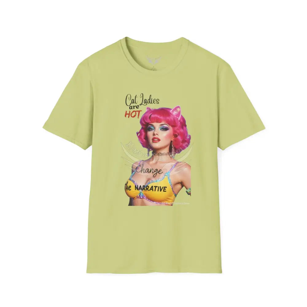 ’Cat Ladies are Hot - Change the Narrative’ Cat Lady Kitty Parent Tee - Softstyle T-Shirt Pistachio / S T-Shirt