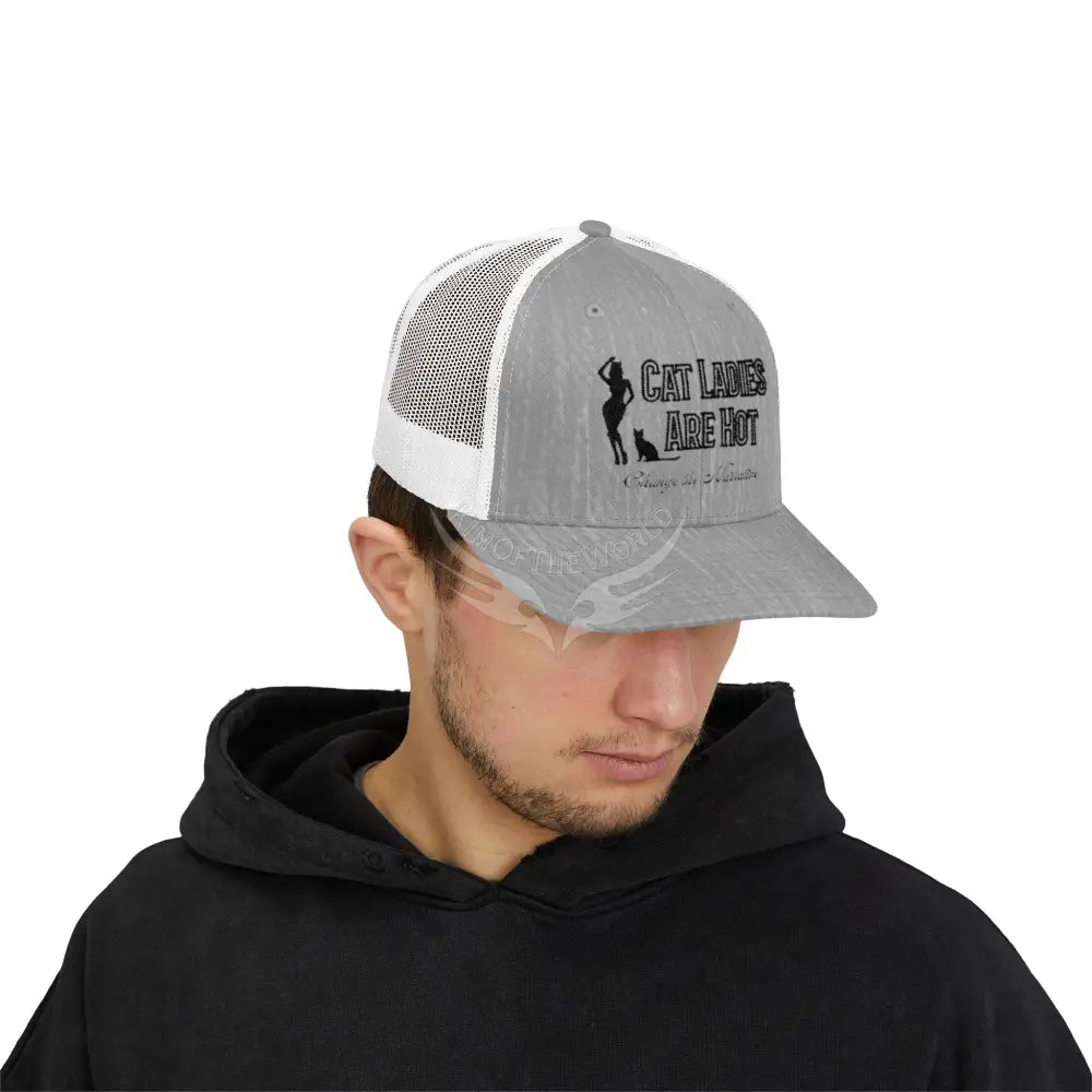 ’Cat Ladies Are Hot’ Snapback Trucker Cap — Retro Cat Lovers’ Hat Hats