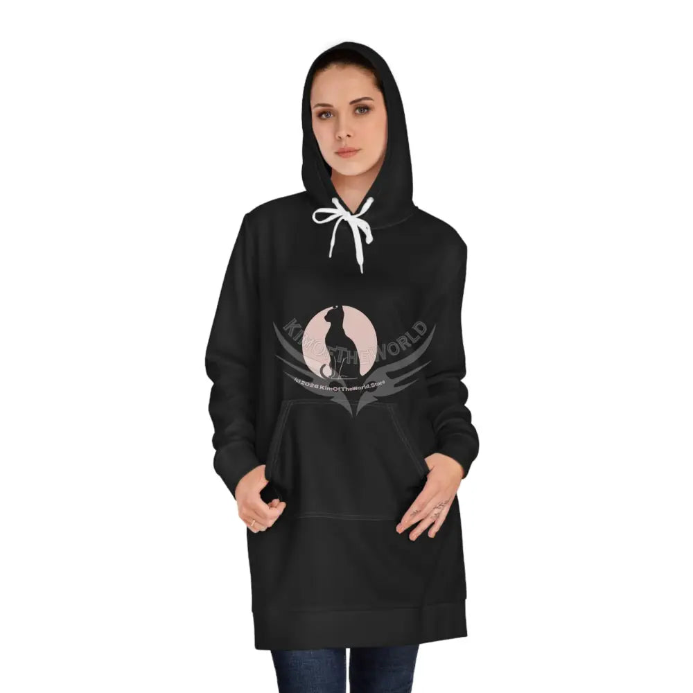 ’Cat Ladies Are Kind Enough To...’ Hoodie Dress — Funny Cat Lover Statement Sweatshirt Dress L / Seam thread color