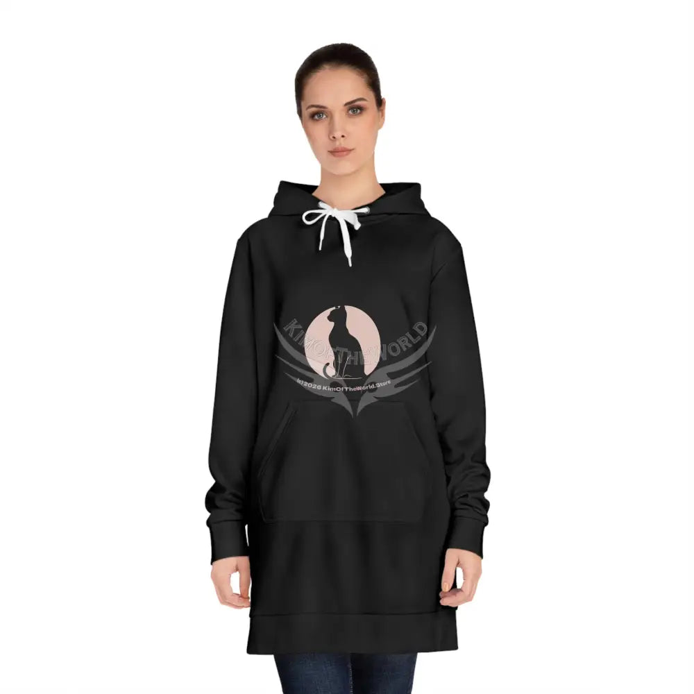 ’Cat Ladies Are Kind Enough To...’ Hoodie Dress — Funny Cat Lover Statement Sweatshirt Dress L / Seam thread color