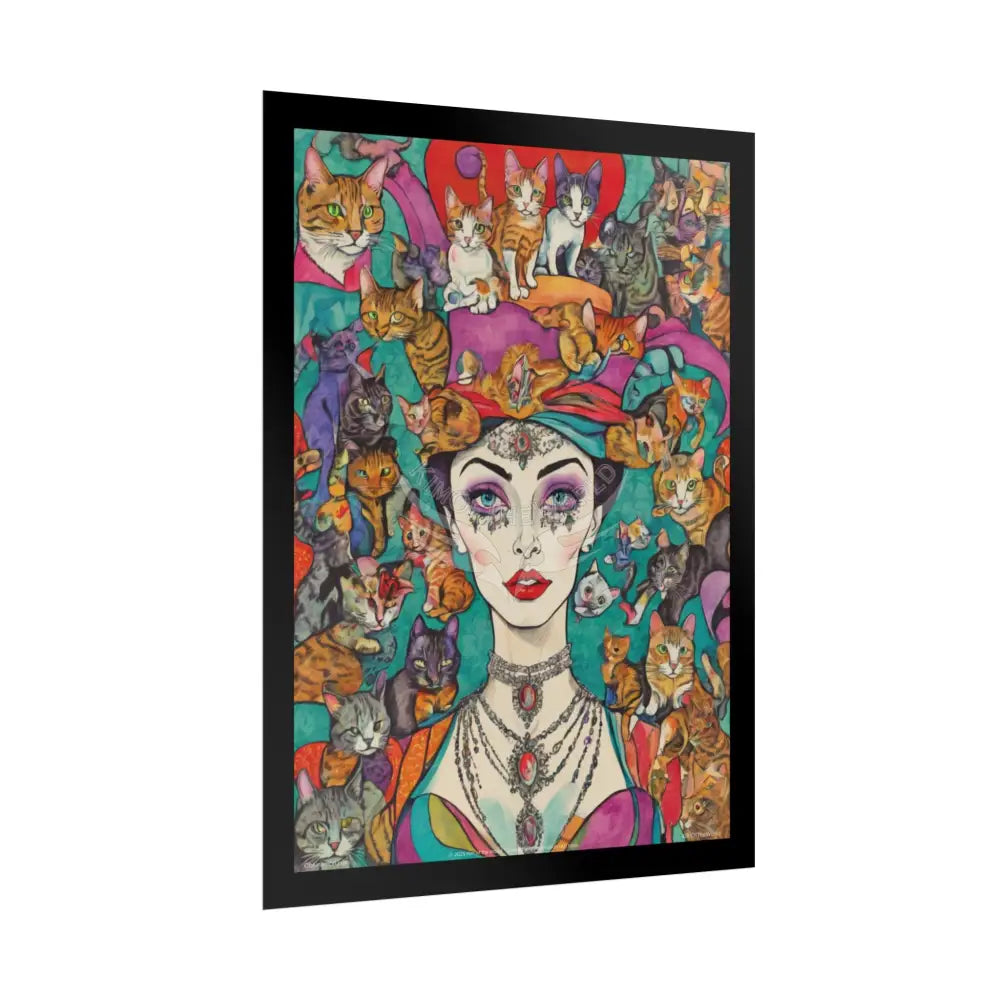 ’Cat Ladies are Still Hot’ Fashion Cosplay Giant CatLady Portrait — Playful Art Print Pushing Positive Cat Lady