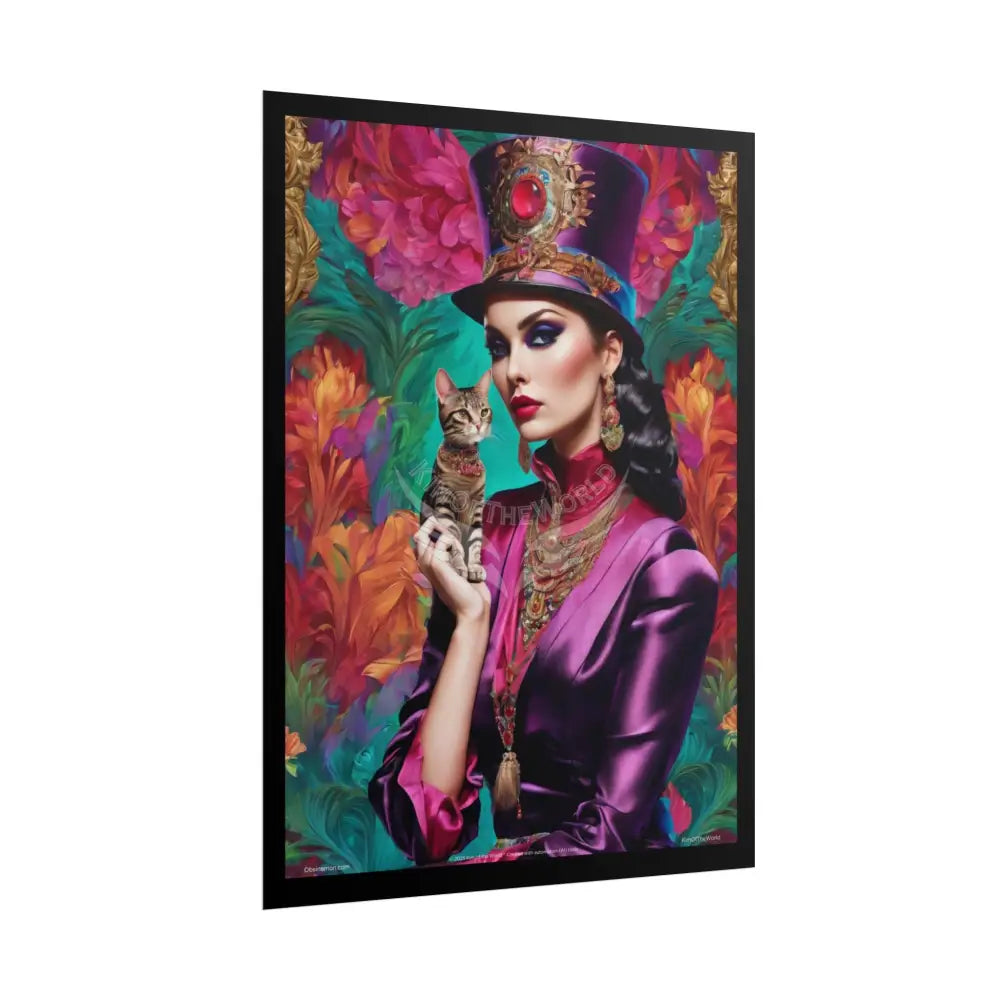 ’Cat Ladies are Still Hot’ Fashion Giant CatLady Portrait — Playful Art Print Pushing Positive Cat Lady Narrative