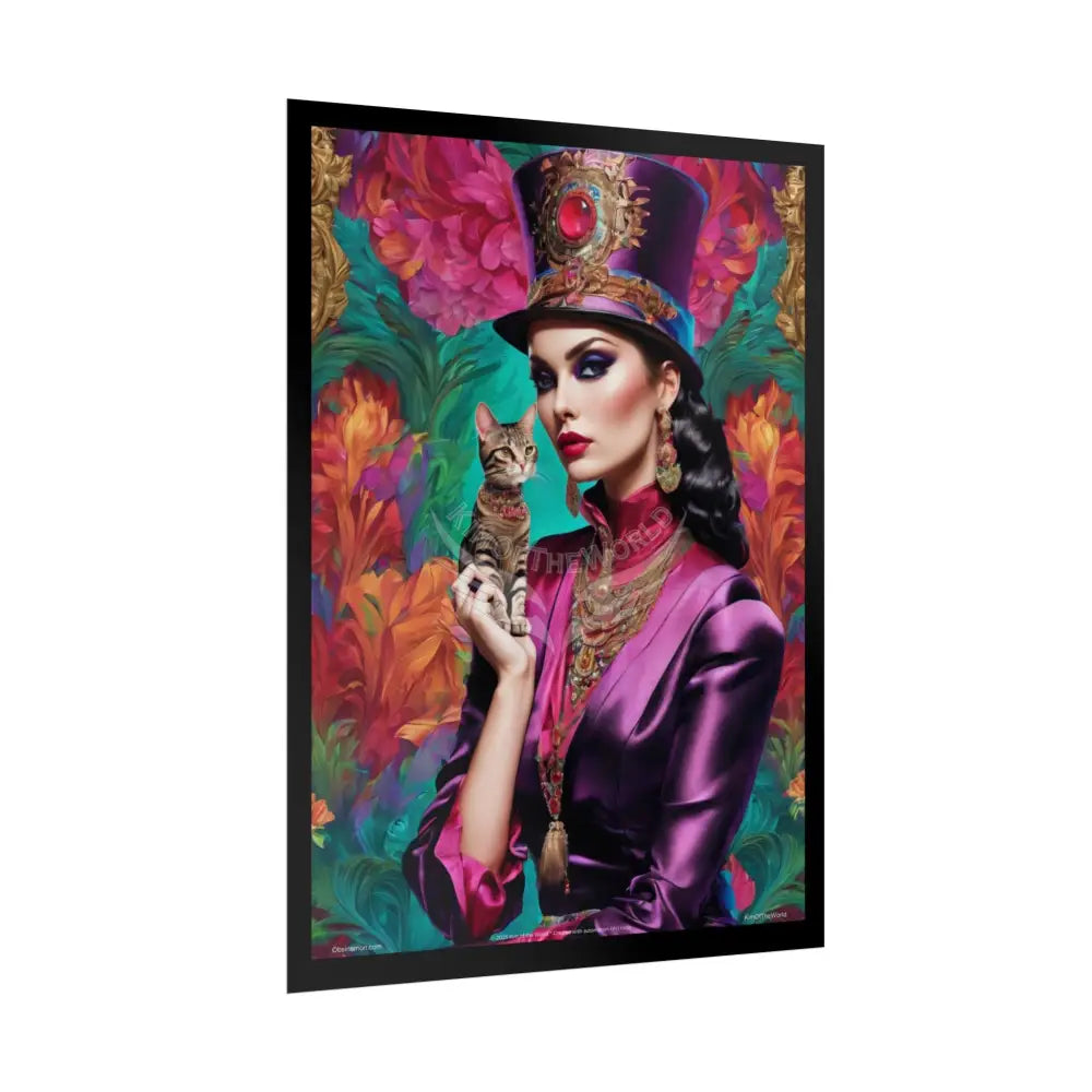 ’Cat Ladies are Still Hot’ Fashion Giant CatLady Portrait — Playful Art Print Pushing Positive Cat Lady Narrative