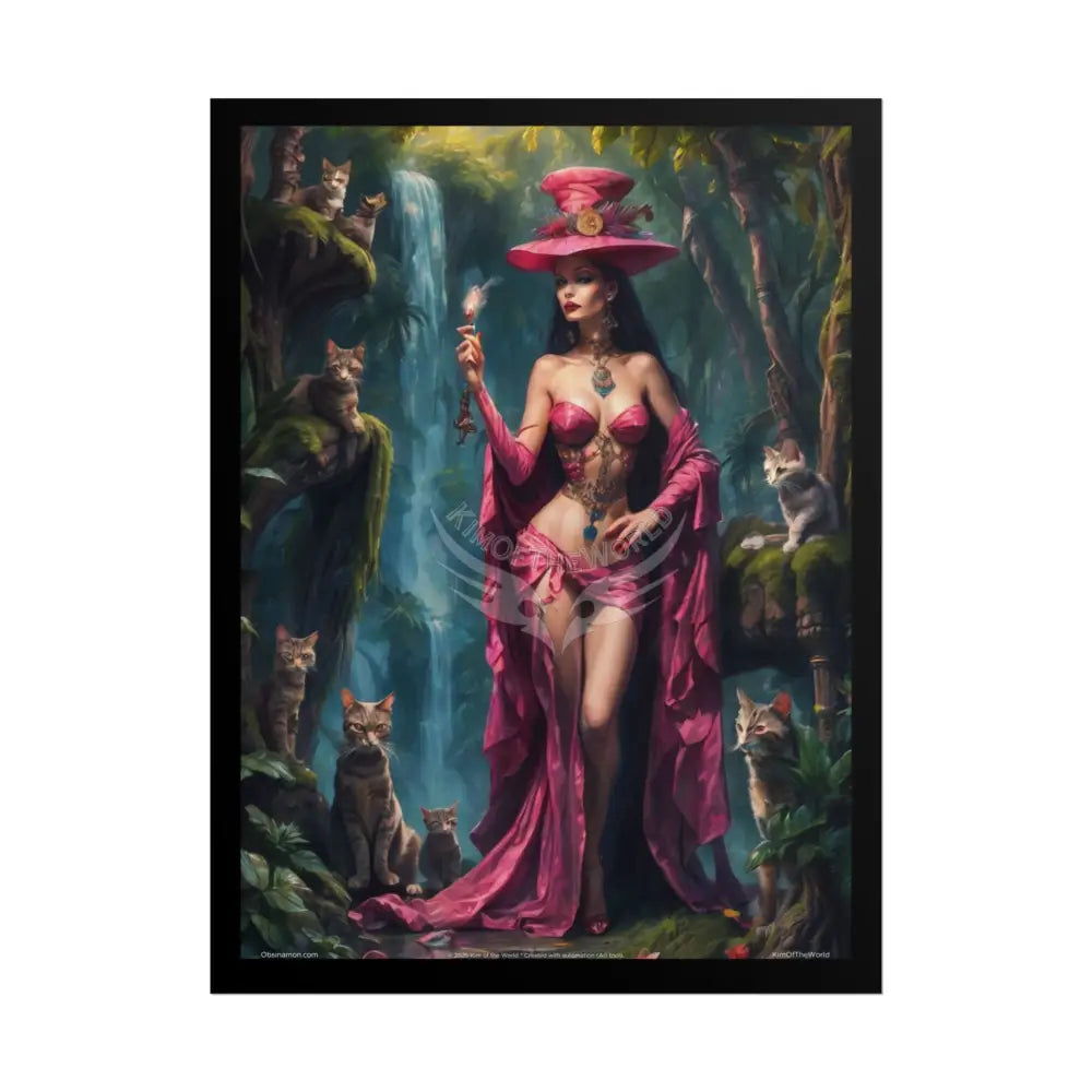 ’Cat Ladies are Still Hot’ Fashion Smoking Fetish Giant CatLady Portrait — Playful Art Print Pushing Positive Cat Lady