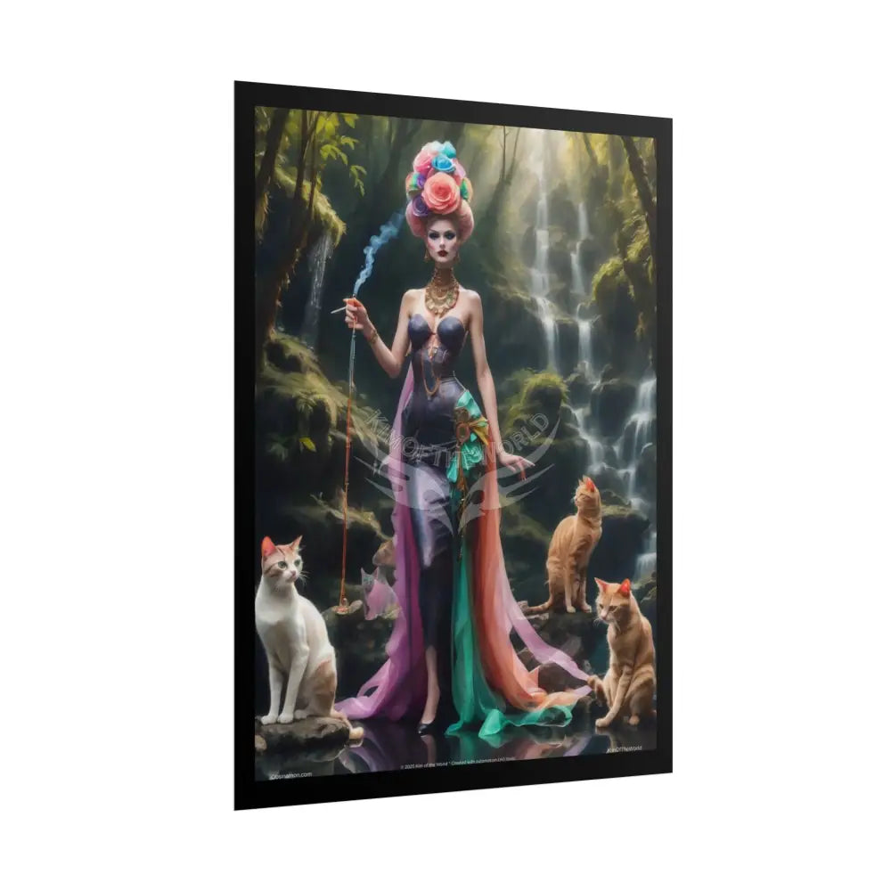 ’Cat Ladies are Still Hot’ Fashion Smoking Fetish Giant CatLady Portrait — Playful Art Print Pushing Positive Cat Lady
