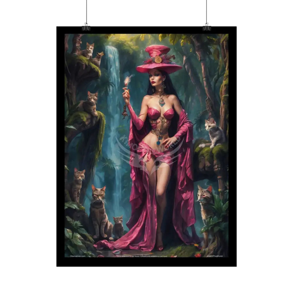 ’Cat Ladies are Still Hot’ Fashion Smoking Fetish Giant CatLady Portrait — Playful Art Print Pushing Positive Cat Lady