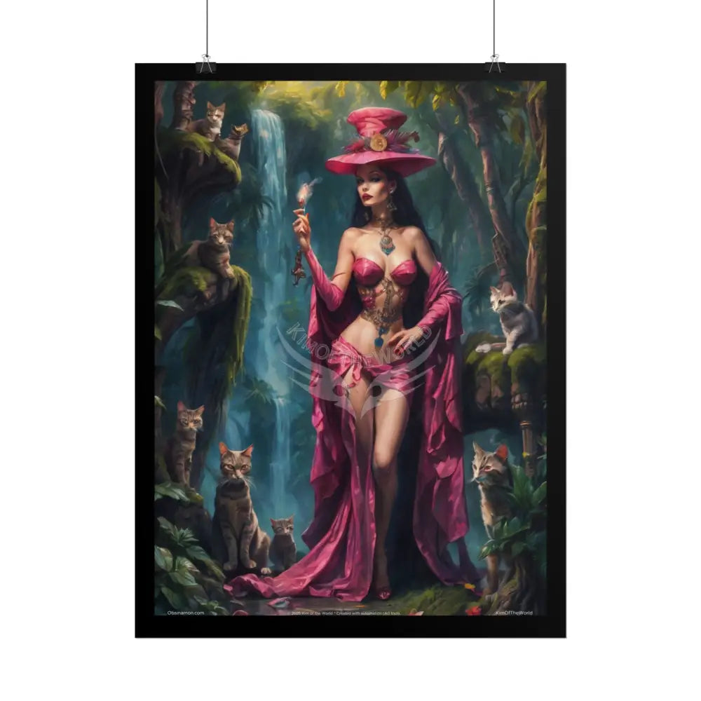 ’Cat Ladies are Still Hot’ Fashion Smoking Fetish Giant CatLady Portrait — Playful Art Print Pushing Positive Cat Lady