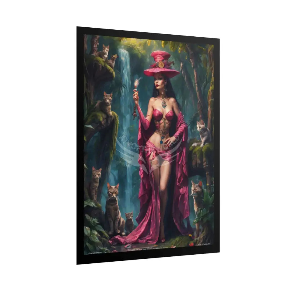 ’Cat Ladies are Still Hot’ Fashion Smoking Fetish Giant CatLady Portrait — Playful Art Print Pushing Positive Cat Lady