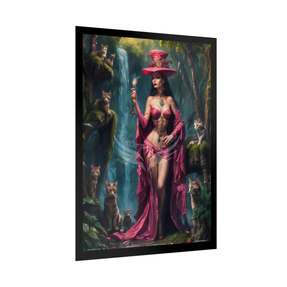 ’Cat Ladies are Still Hot’ Fashion Smoking Fetish Giant CatLady Portrait — Playful Art Print Pushing Positive Cat Lady