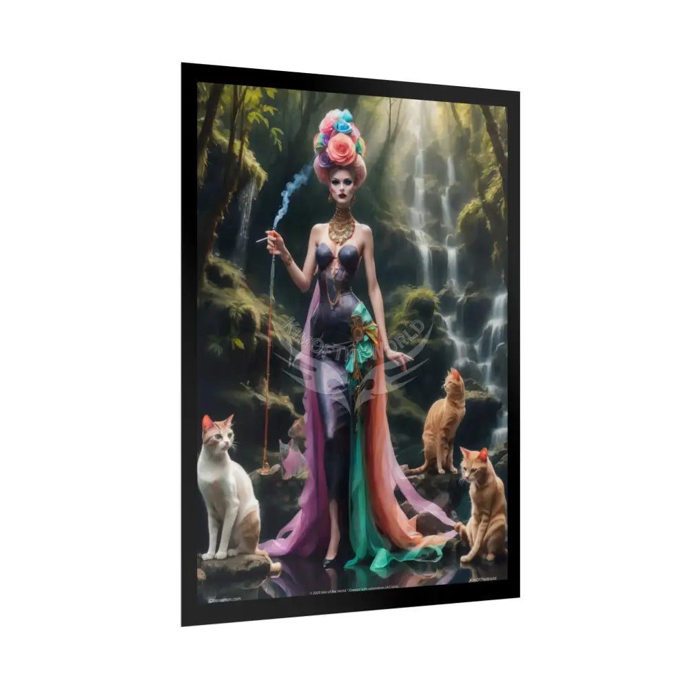’Cat Ladies are Still Hot’ Fashion Smoking Fetish Giant CatLady Portrait — Playful Art Print Pushing Positive Cat Lady