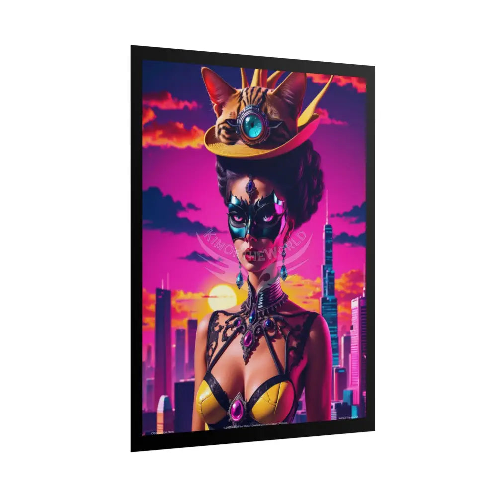 ’Cat Ladies are Still Hot’ Fashion Vaporwave Giant CatLady Portrait — Playful Art Print Pushing Positive Cat Lady