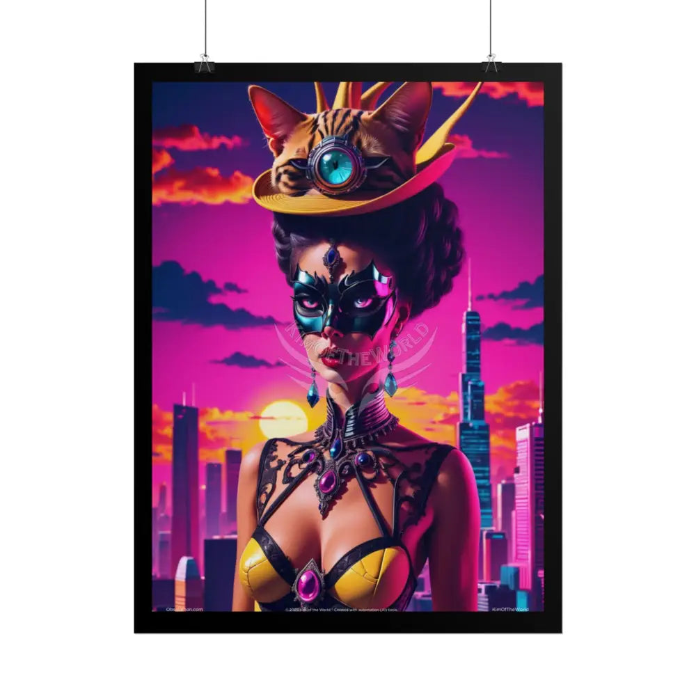 ’Cat Ladies are Still Hot’ Fashion Vaporwave Giant CatLady Portrait — Playful Art Print Pushing Positive Cat Lady
