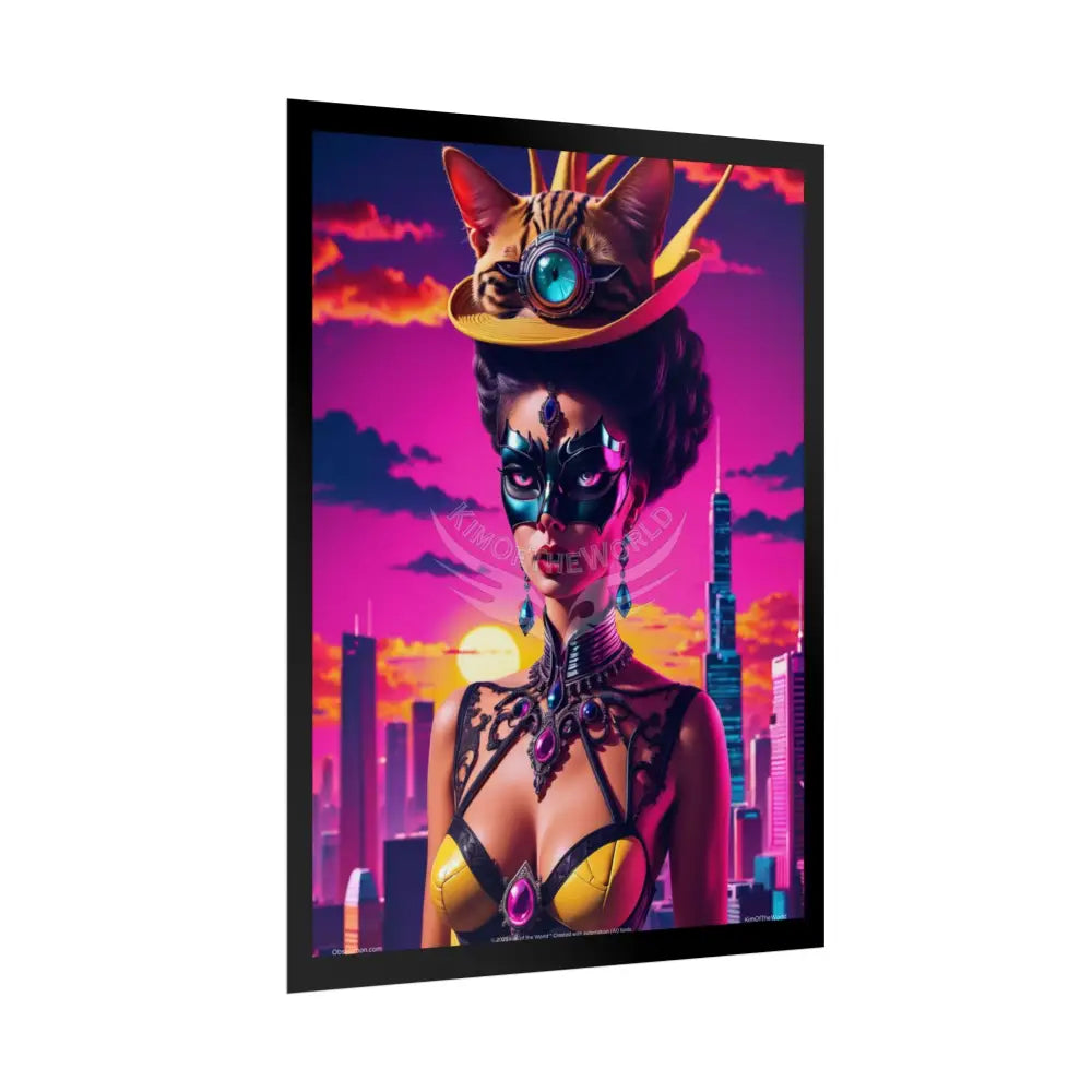 ’Cat Ladies are Still Hot’ Fashion Vaporwave Giant CatLady Portrait — Playful Art Print Pushing Positive Cat Lady