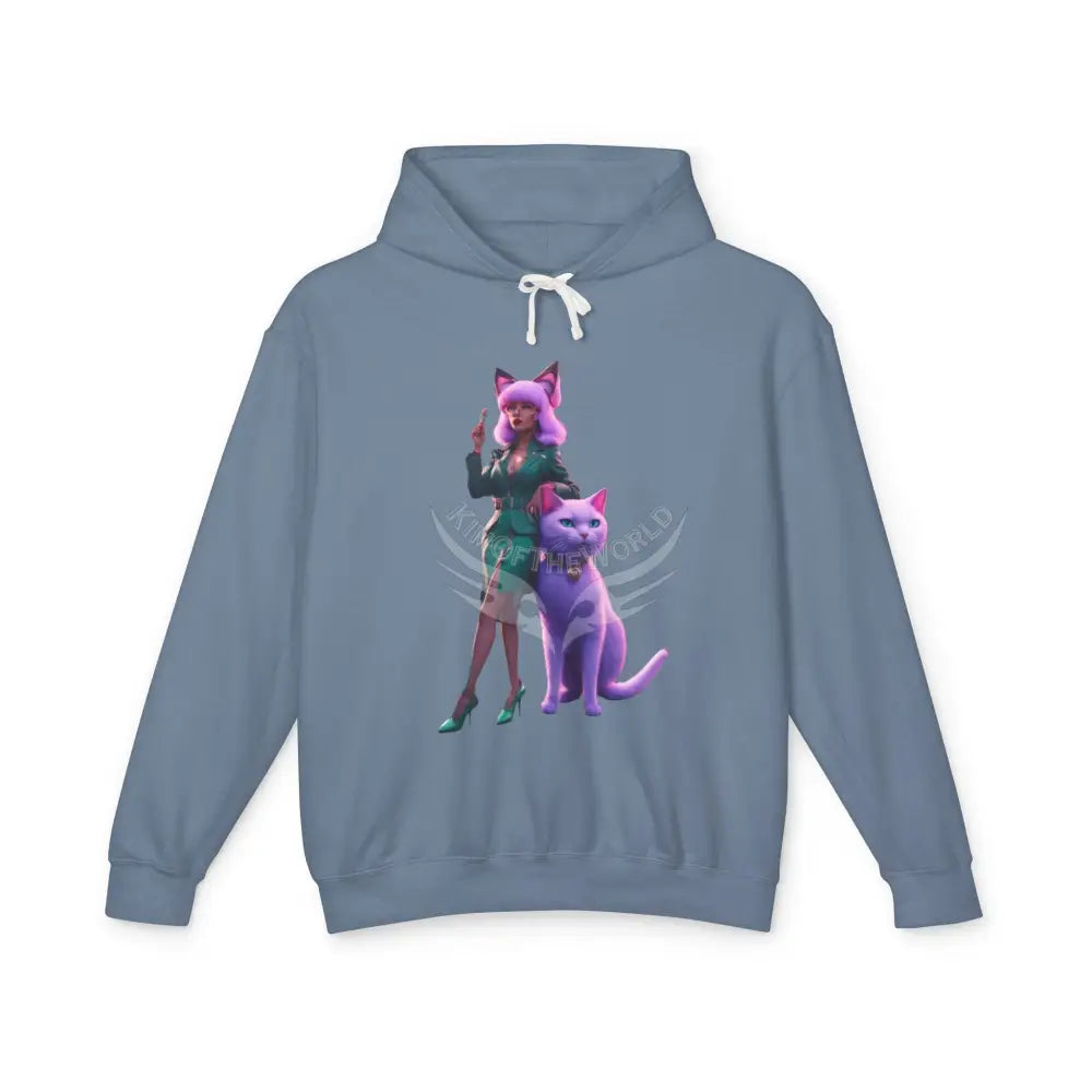 Cat Ladies Are Still Hot Hoodie — Feminine Cat Lady Graphic Sweatshirt S / Blue Jean Hoodie