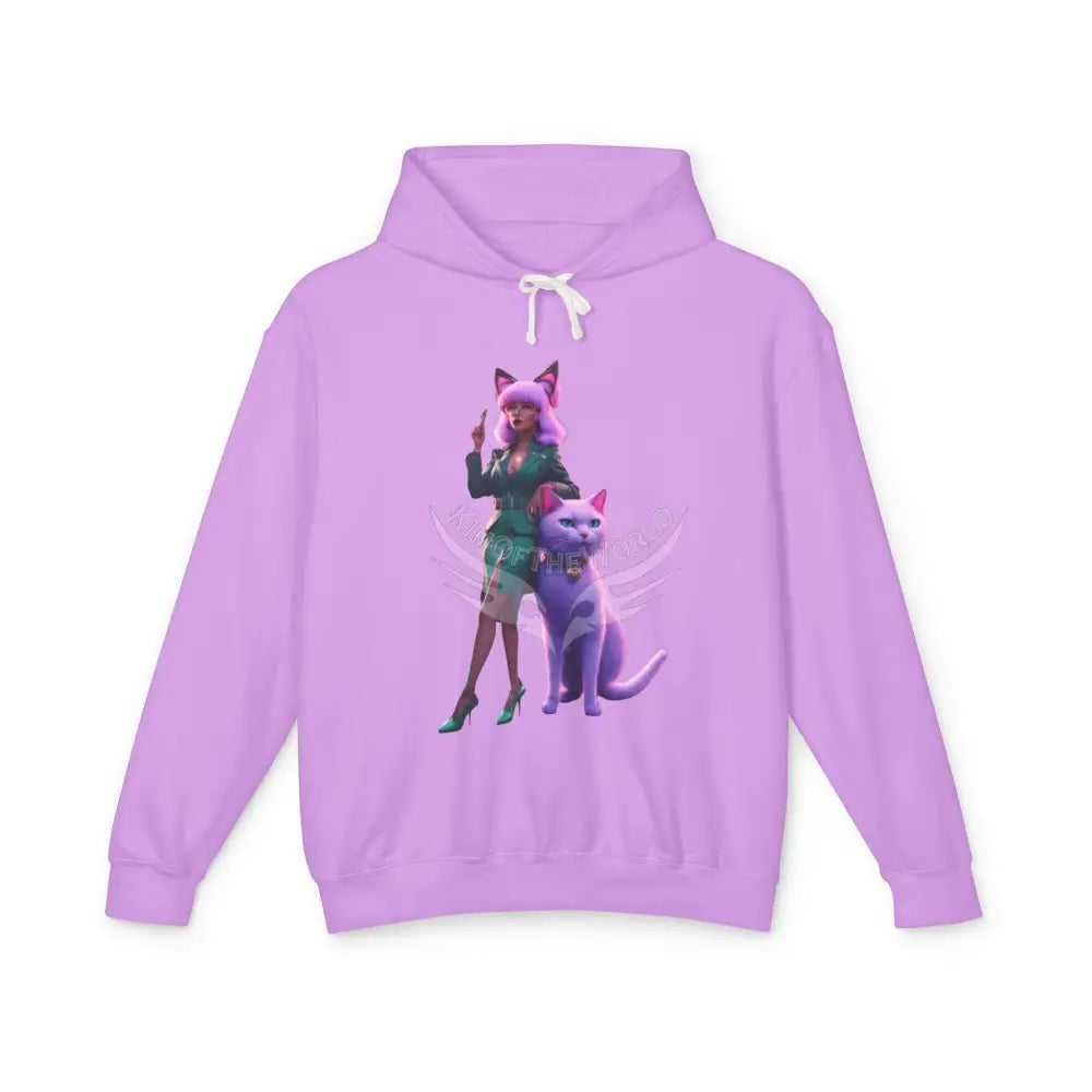 Cat Ladies Are Still Hot Hoodie — Feminine Cat Lady Graphic Sweatshirt S / Neon Violet Hoodie