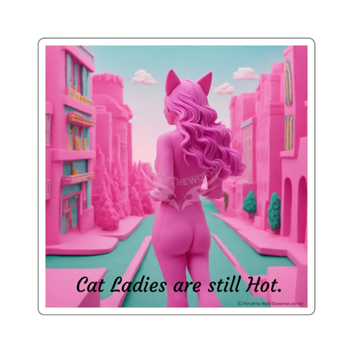 ’Cat Ladies are still Hot’ Cat Lady Square Stickers. 4’’ × 4’’ / White Paper products