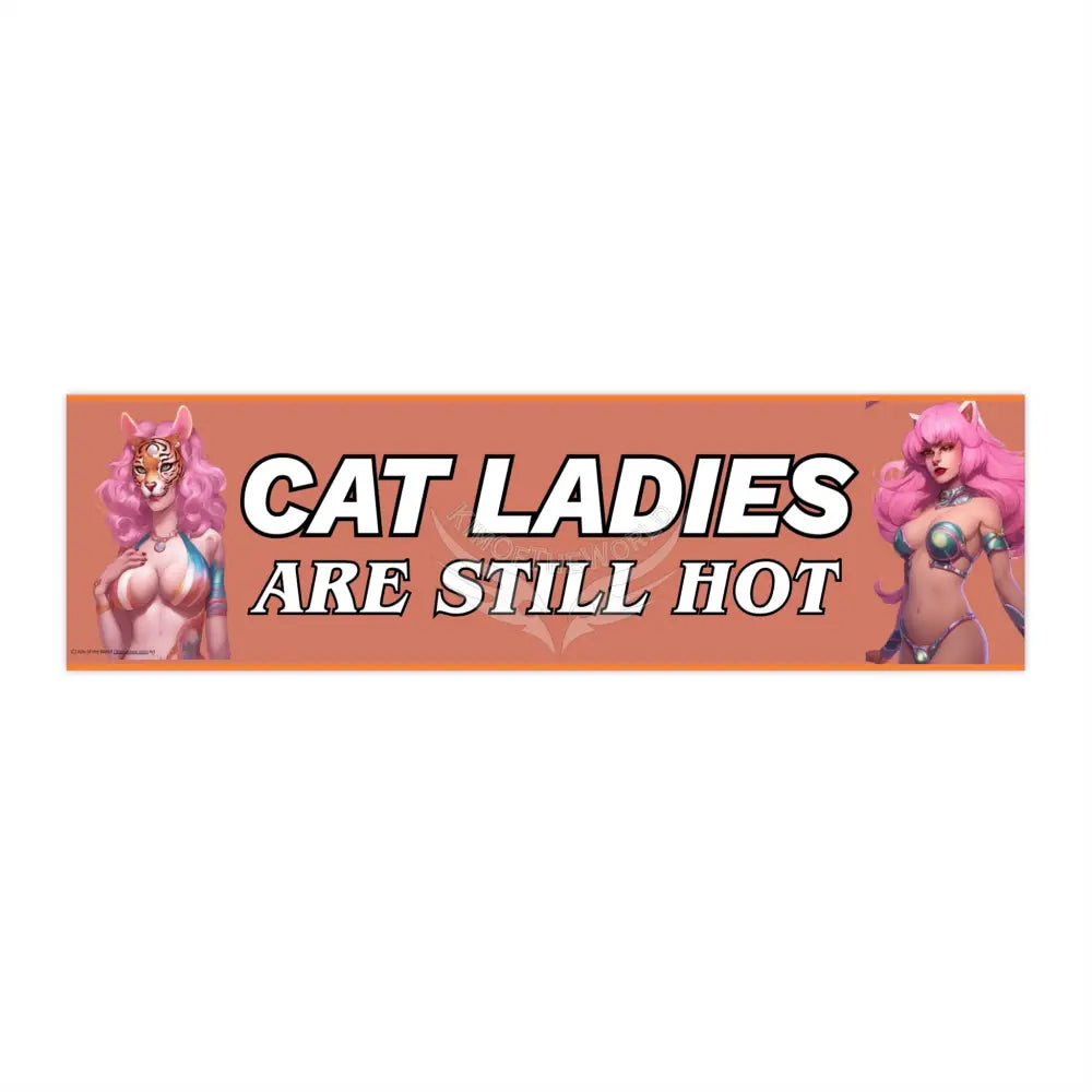 ’Cat Ladies are Still Hot’ Positive Messages Bumper Sticker — Uplifting Inspirational Quotes 11’’ × 3’’ / Rectangle