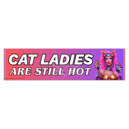 ’Cat Ladies are Still Hot’ Positive Messages Bumper Sticker — Uplifting Inspirational Quotes 15’’ × 3.75’’ / Rectangle