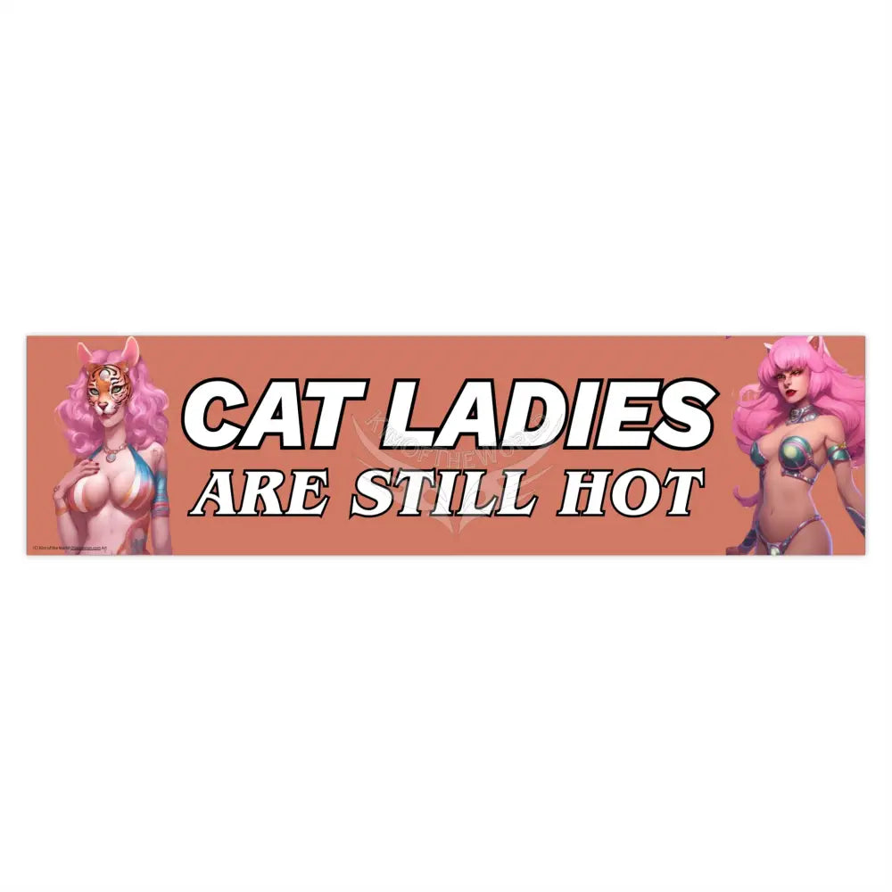 ’Cat Ladies are Still Hot’ Positive Messages Bumper Sticker — Uplifting Inspirational Quotes 15’’ × 3.75’’ / Rectangle