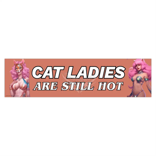 ’Cat Ladies are Still Hot’ Positive Messages Bumper Sticker — Uplifting Inspirational Quotes 15’’ × 3.75’’ / Rectangle