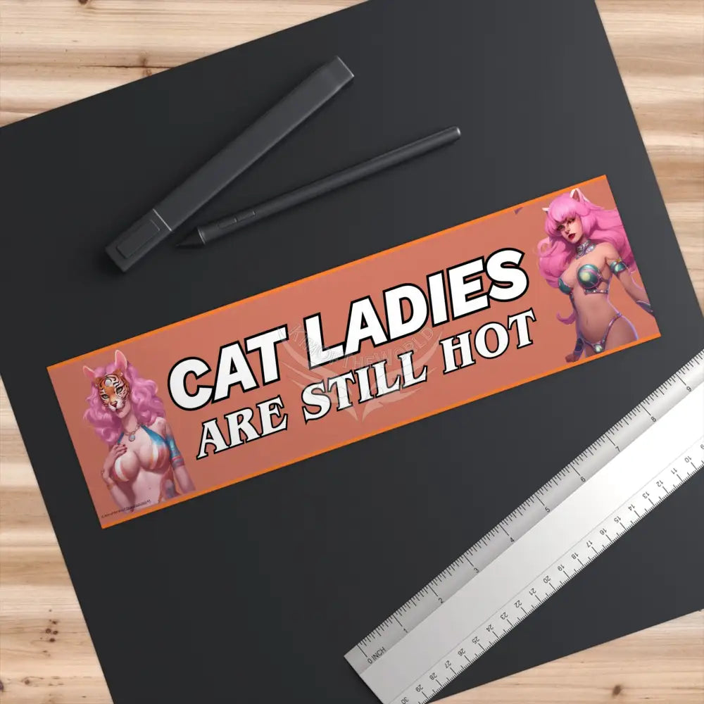 ’Cat Ladies are Still Hot’ Positive Messages Bumper Sticker — Uplifting Inspirational Quotes Paper products