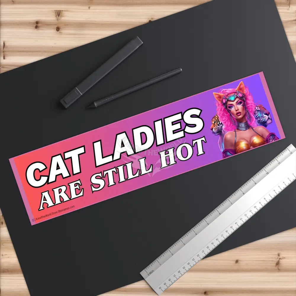 ’Cat Ladies are Still Hot’ Positive Messages Bumper Sticker — Uplifting Inspirational Quotes Paper products