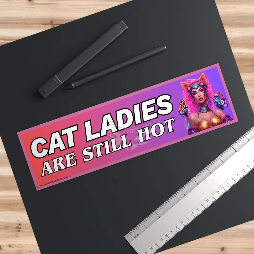 ’Cat Ladies are Still Hot’ Positive Messages Bumper Sticker — Uplifting Inspirational Quotes Paper products