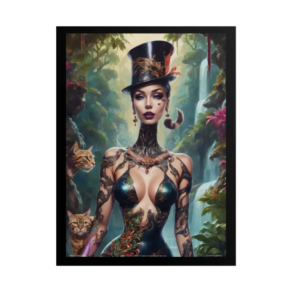 ’Cat Ladies are Still Hot’ Sexy Fashion Cosplay Giant CatLady Portrait — Playful Art Print Pushing Positive Cat Lady