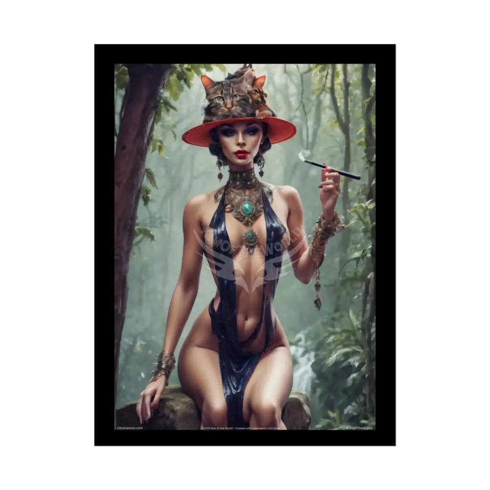 ’Cat Ladies are Still Hot’ Sexy Fashion Cosplay Giant CatLady Portrait — Playful Art Print Pushing Positive Cat Lady