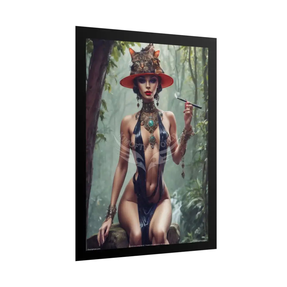 ’Cat Ladies are Still Hot’ Sexy Fashion Cosplay Giant CatLady Portrait — Playful Art Print Pushing Positive Cat Lady