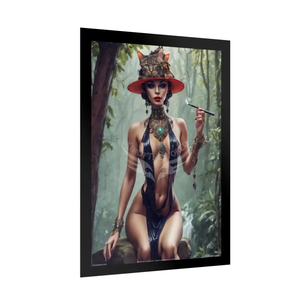 ’Cat Ladies are Still Hot’ Sexy Fashion Cosplay Giant CatLady Portrait — Playful Art Print Pushing Positive Cat Lady