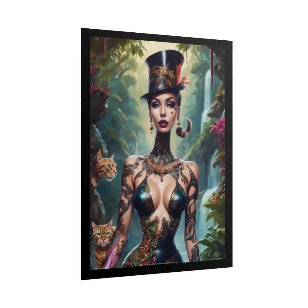 ’Cat Ladies are Still Hot’ Sexy Fashion Cosplay Giant CatLady Portrait — Playful Art Print Pushing Positive Cat Lady