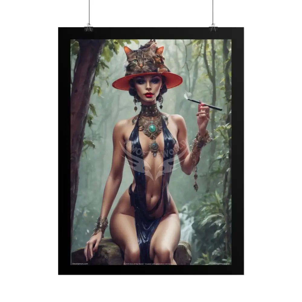 ’Cat Ladies are Still Hot’ Sexy Fashion Cosplay Giant CatLady Portrait — Playful Art Print Pushing Positive Cat Lady