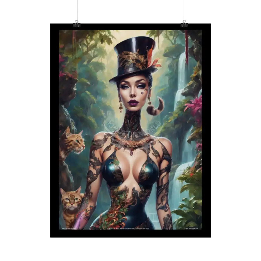 ’Cat Ladies are Still Hot’ Sexy Fashion Cosplay Giant CatLady Portrait — Playful Art Print Pushing Positive Cat Lady