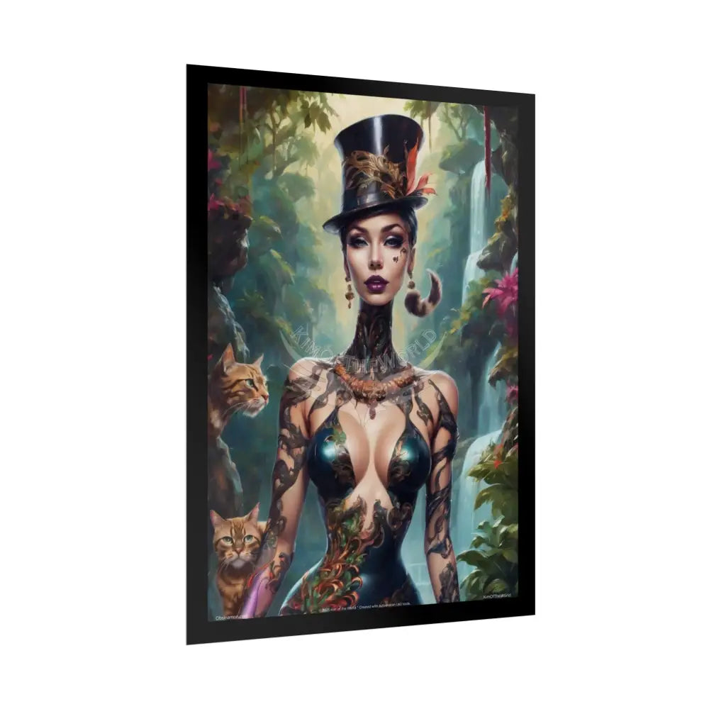 ’Cat Ladies are Still Hot’ Sexy Fashion Cosplay Giant CatLady Portrait — Playful Art Print Pushing Positive Cat Lady