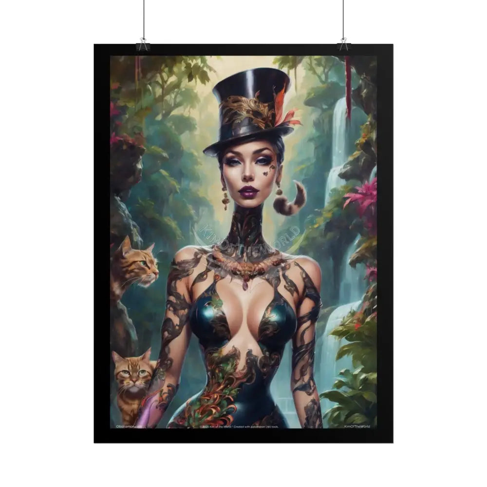 ’Cat Ladies are Still Hot’ Sexy Fashion Cosplay Giant CatLady Portrait — Playful Art Print Pushing Positive Cat Lady