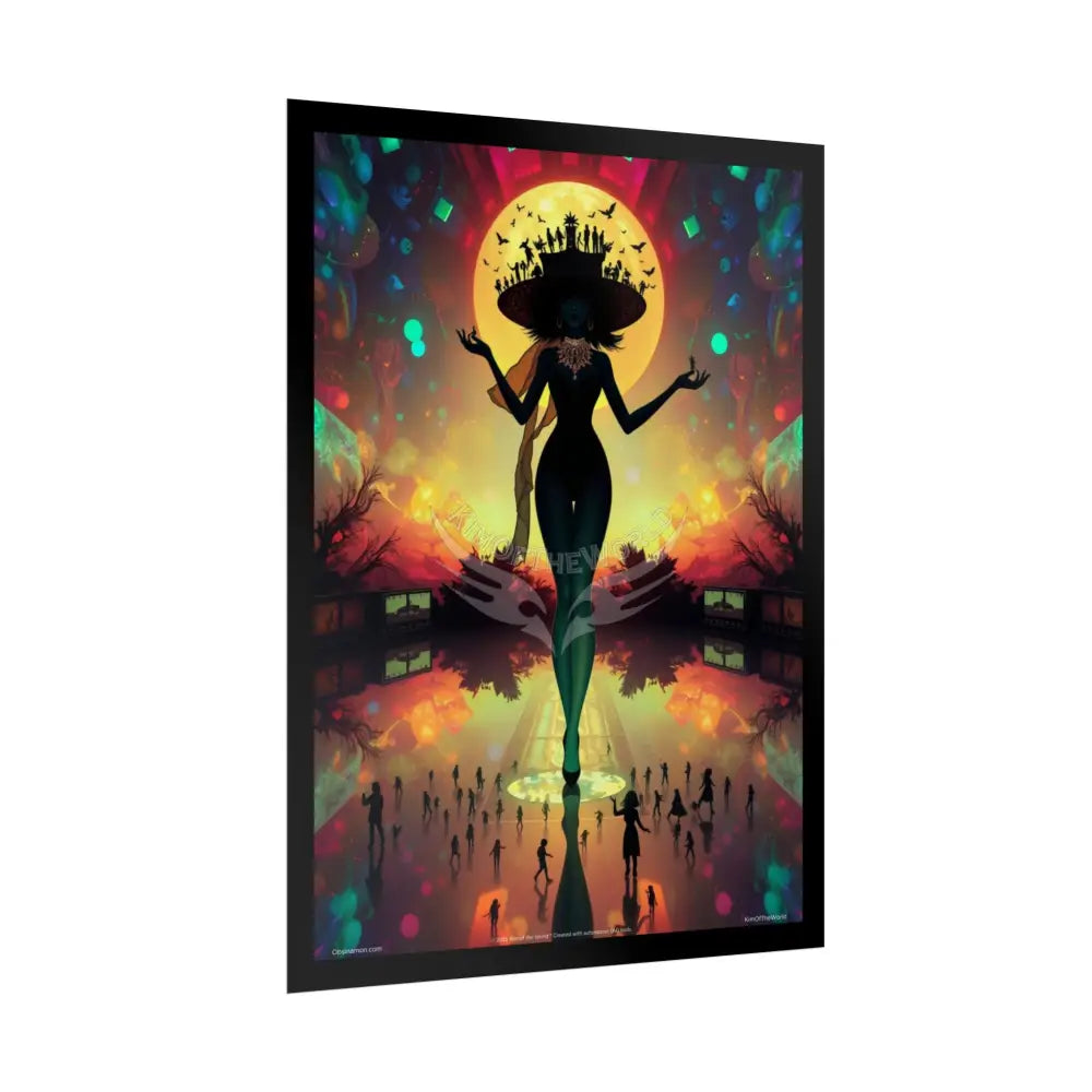 ’Cat Ladies are Still Hot’ Silhouette Giantess Sexy Fashion Cosplay Giant CatLady Portrait — Playful Art Print Pushing