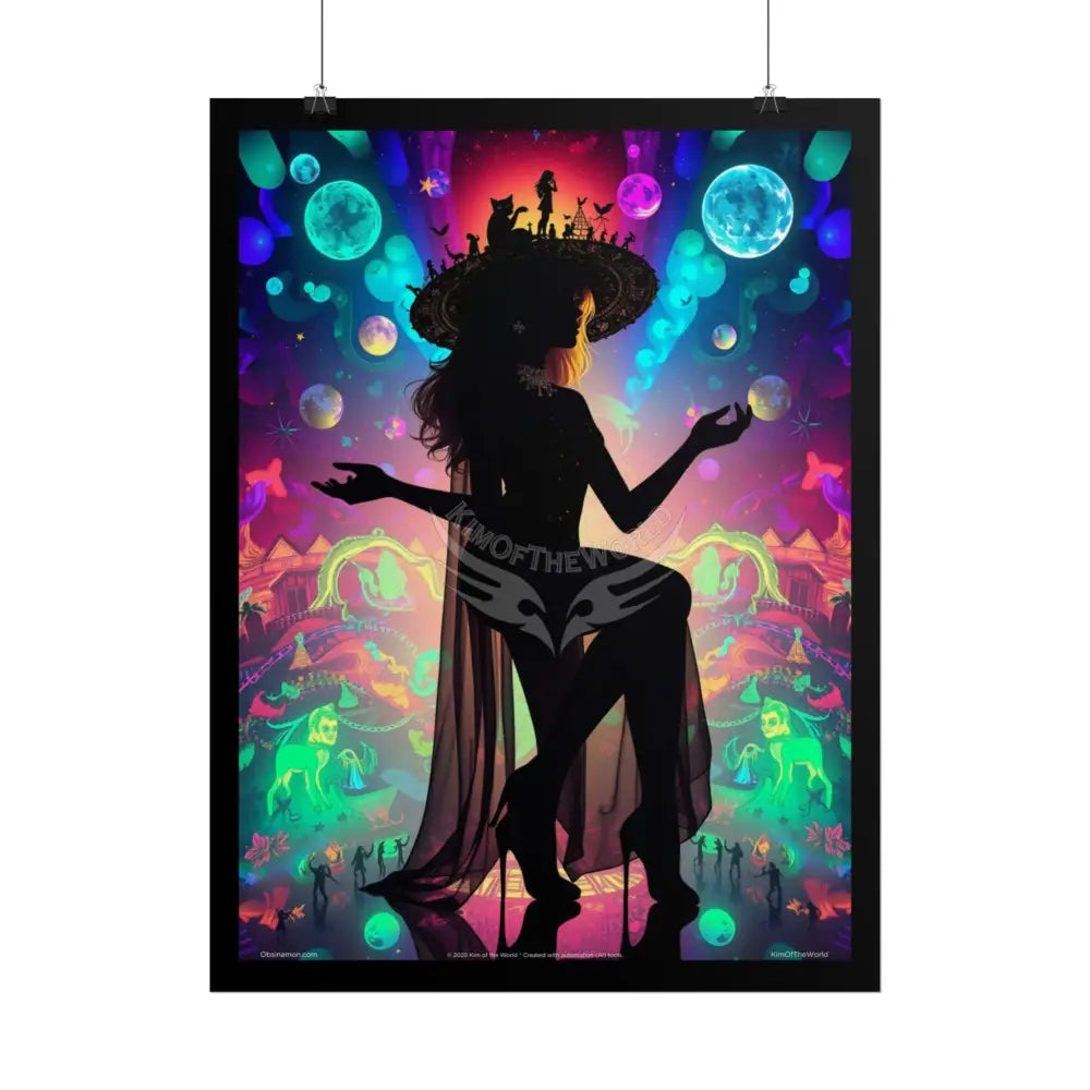 ’Cat Ladies are Still Hot’ Silhouette Giantess Sexy Fashion Cosplay Giant CatLady Portrait — Playful Art Print Pushing