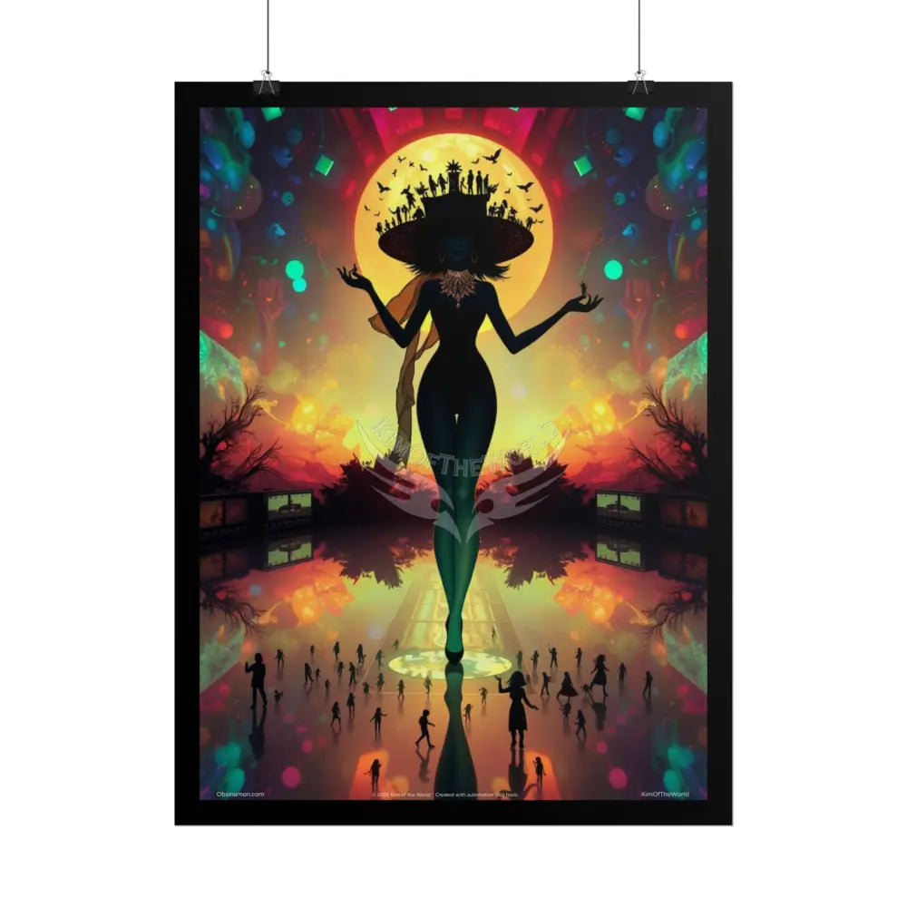 ’Cat Ladies are Still Hot’ Silhouette Giantess Sexy Fashion Cosplay Giant CatLady Portrait — Playful Art Print Pushing