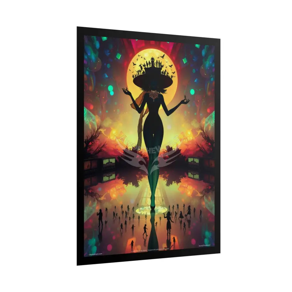 ’Cat Ladies are Still Hot’ Silhouette Giantess Sexy Fashion Cosplay Giant CatLady Portrait — Playful Art Print Pushing