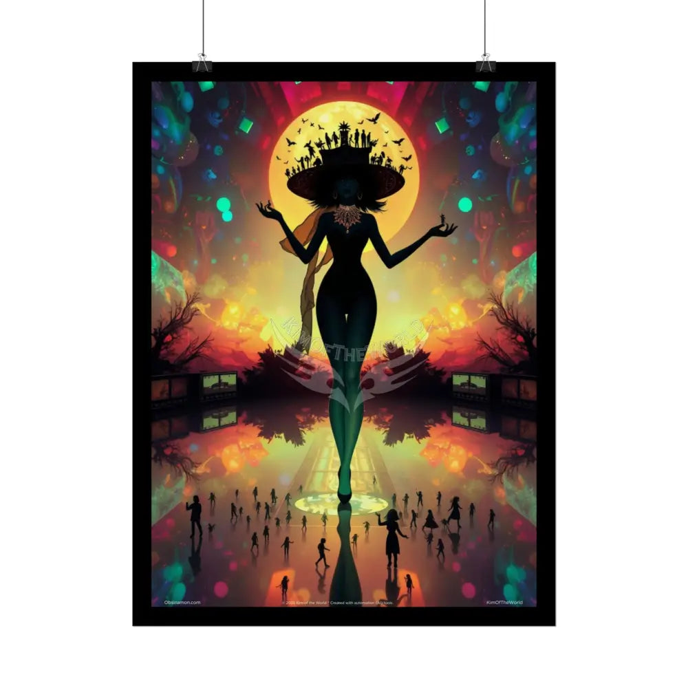 ’Cat Ladies are Still Hot’ Silhouette Giantess Sexy Fashion Cosplay Giant CatLady Portrait — Playful Art Print Pushing