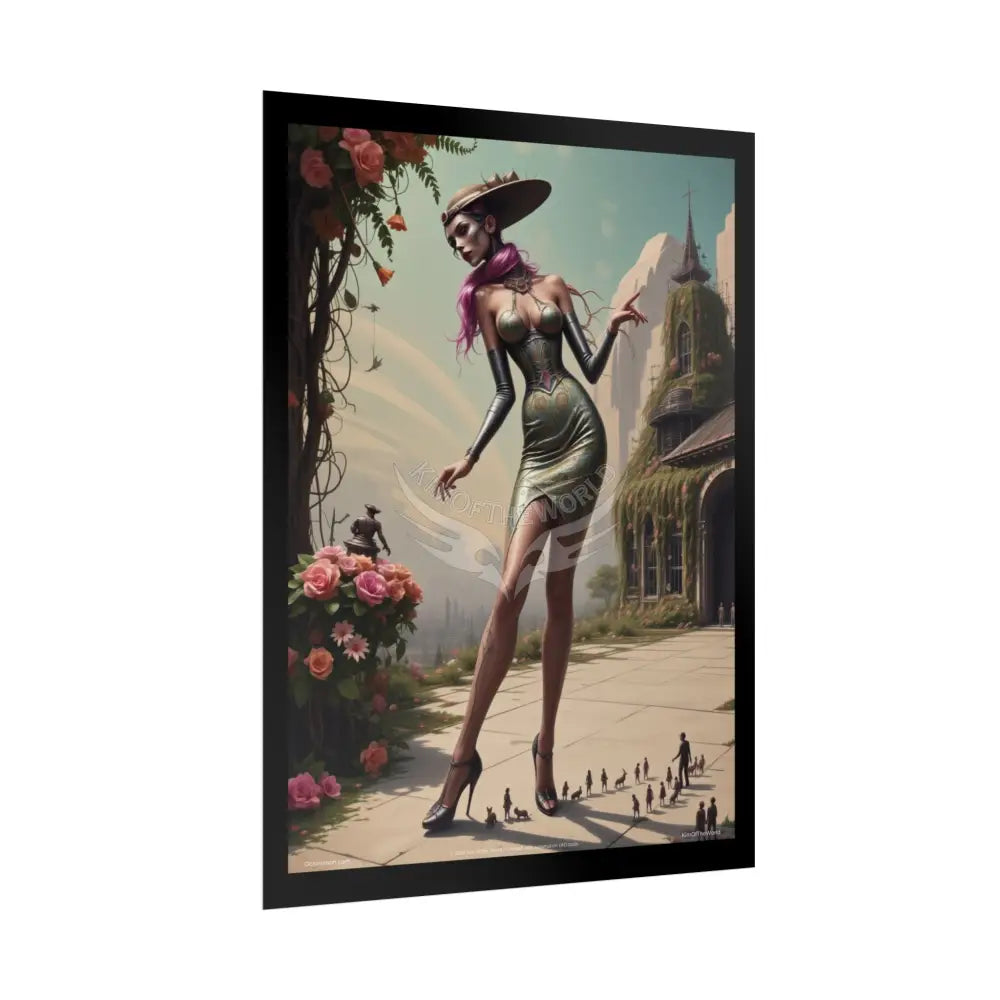 ’Cat Ladies are Still Hot’ Weird Steampunk Giantess Sexy Fashion Cosplay Giant CatLady Portrait — Playful Art Print