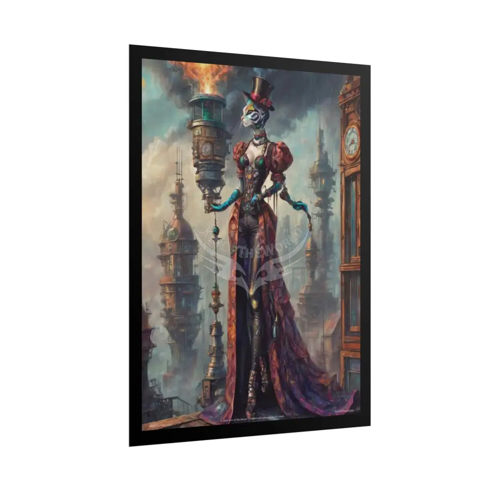’Cat Ladies are Still Hot’ Weird Steampunk Giantess Sexy Fashion Cosplay Giant CatLady Portrait — Playful Art Print