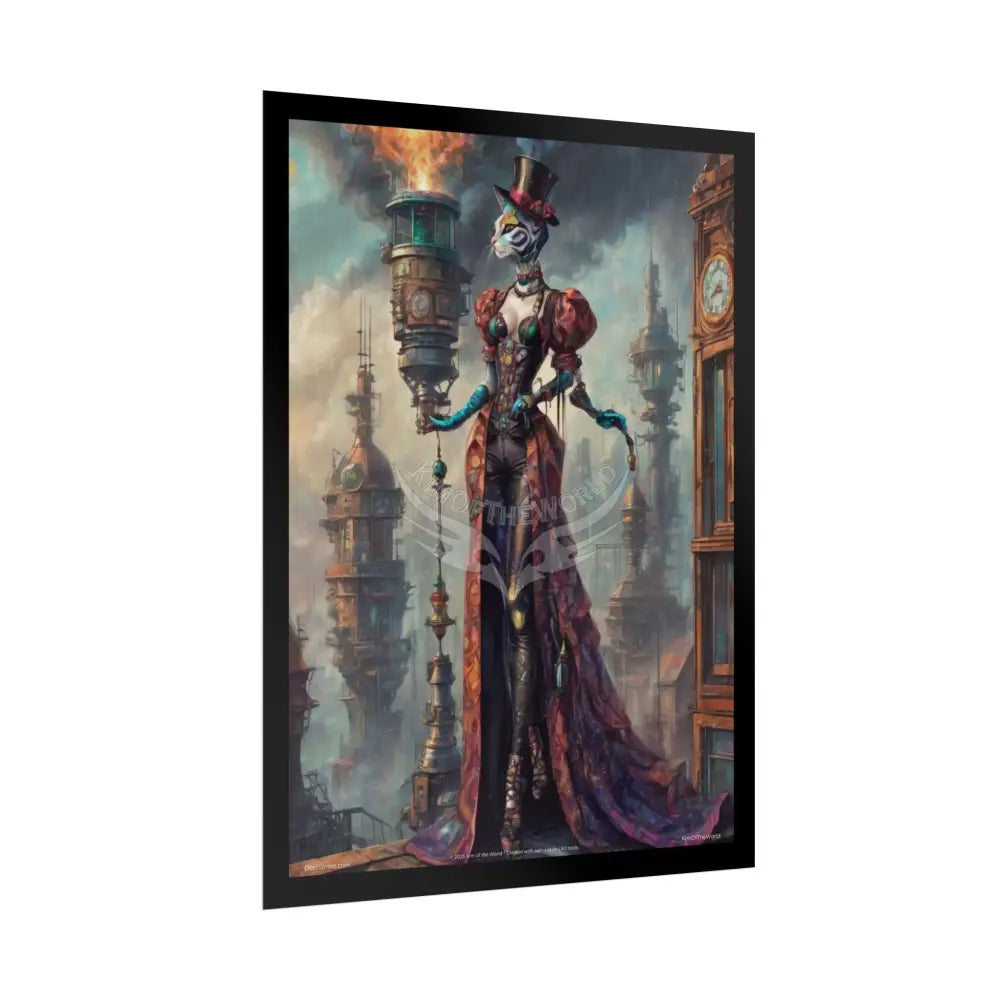 ’Cat Ladies are Still Hot’ Weird Steampunk Giantess Sexy Fashion Cosplay Giant CatLady Portrait — Playful Art Print