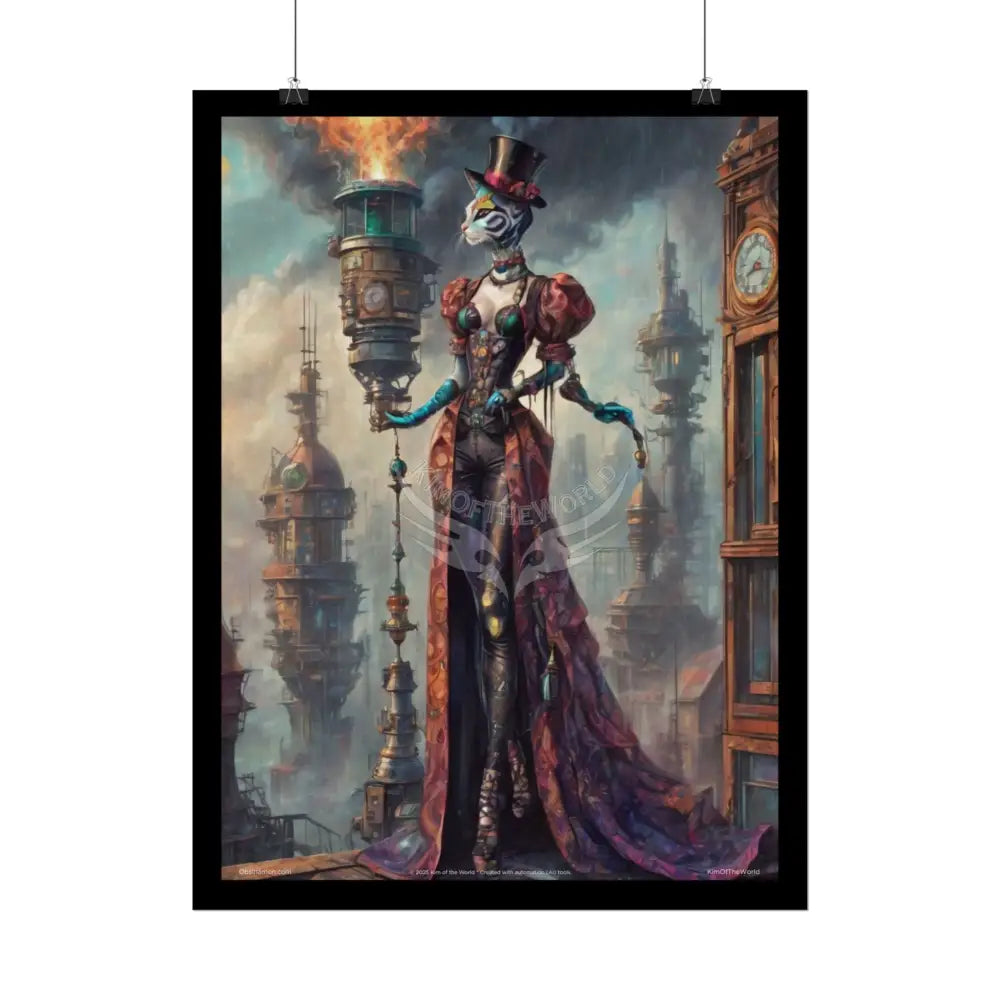’Cat Ladies are Still Hot’ Weird Steampunk Giantess Sexy Fashion Cosplay Giant CatLady Portrait — Playful Art Print