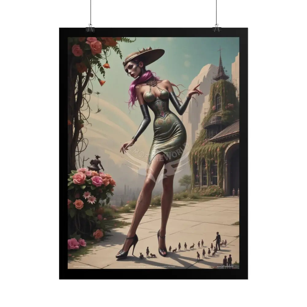 ’Cat Ladies are Still Hot’ Weird Steampunk Giantess Sexy Fashion Cosplay Giant CatLady Portrait — Playful Art Print